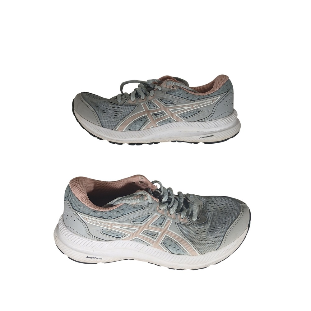 Asics Gel-Contend 8 Running Shoes 7.5 Grey Pink Athleisure Sporty 1012B320